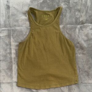 Saski Collection Khaki Fitted Crop Tank Top, Tammy Hembrow